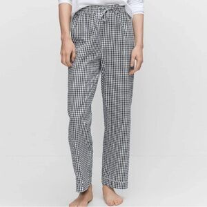 Love by GAP Gingham Black White Check Straight Leg Baggy Pull On Lounge Pants S